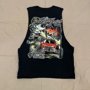 Black Graphic Cutoff Tee